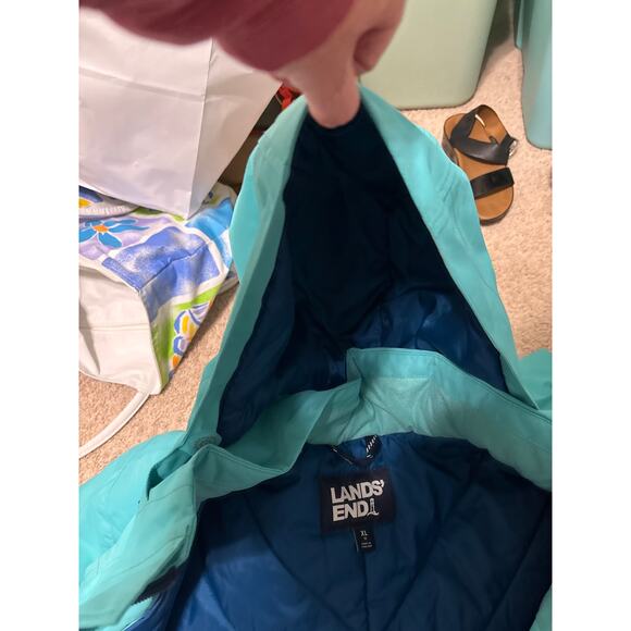 Lands End Sz 18 XL long seafoam teal winter long parka coat euc - Picture 12 of 16